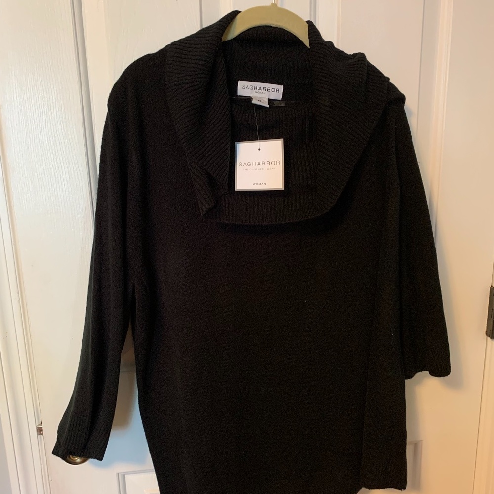 Sag Harbor Black Cowl Neck Sweater